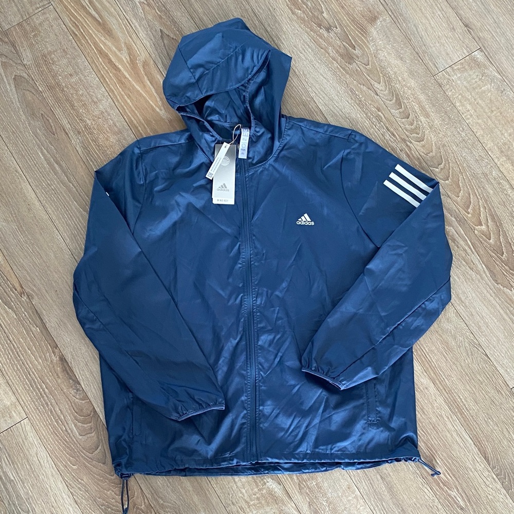 Adidas Men's Navy Windbreaker with Hood